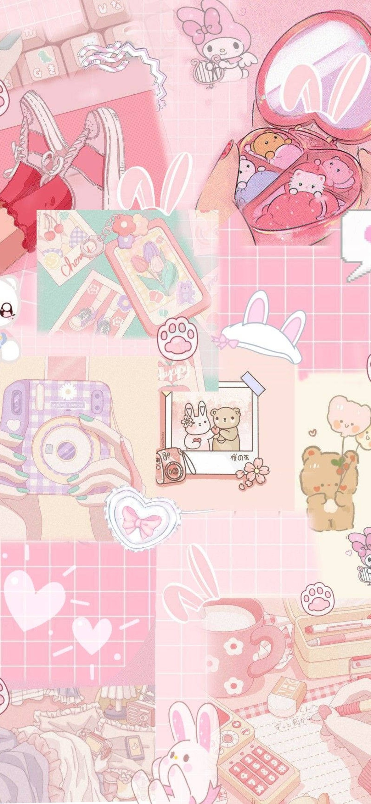 Aesthetic Pink Anime Collage Graphic