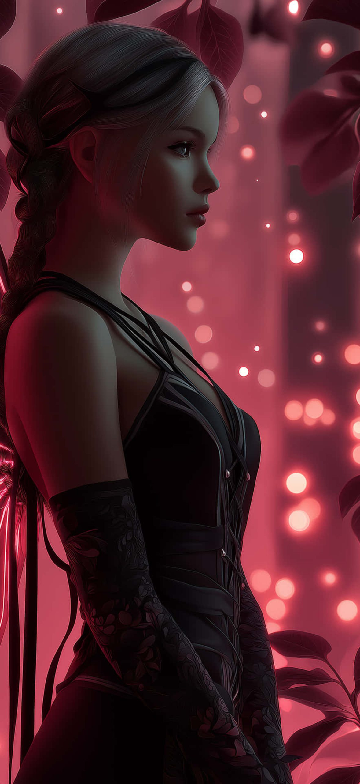 Elegant Dark Fairy With Luminous Neon Pink Aura