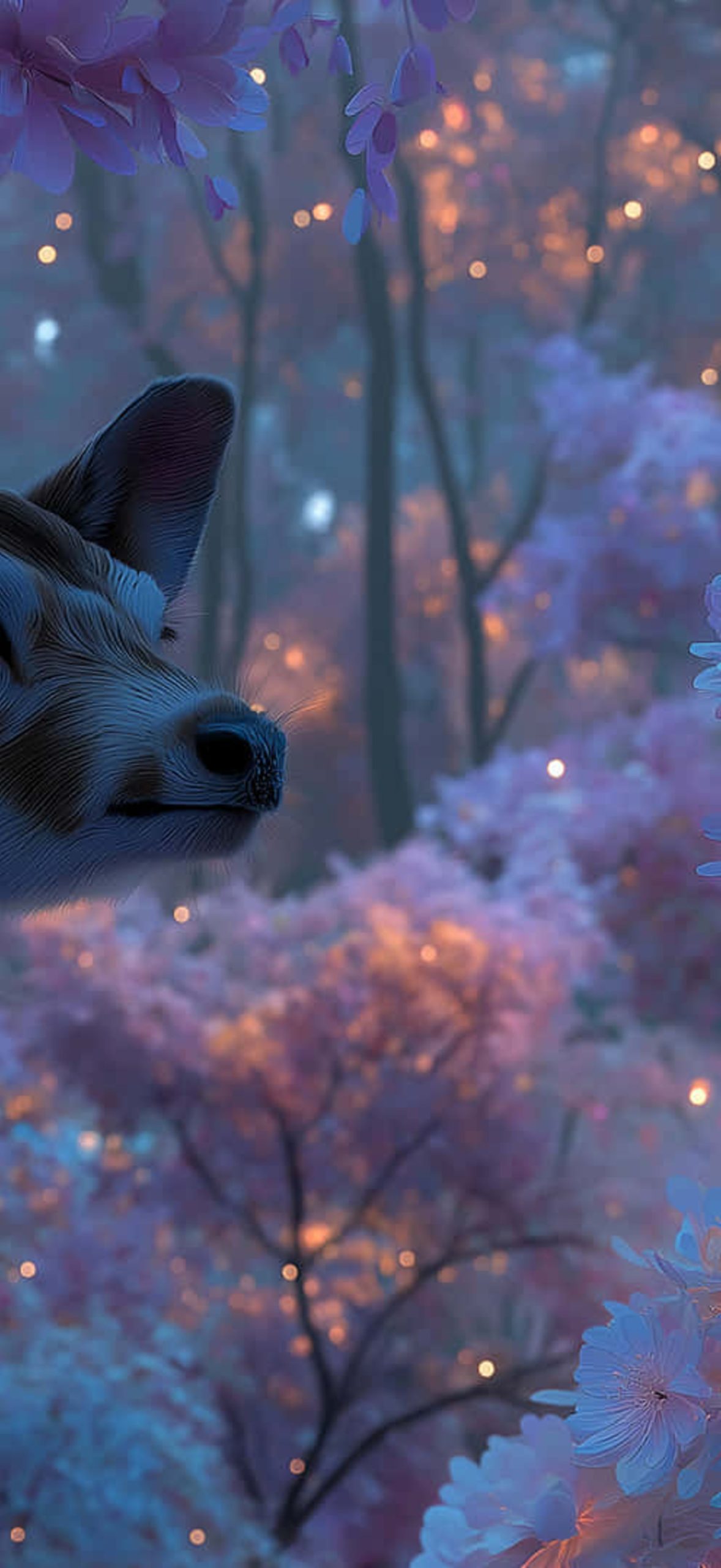 Graceful Deer With Glowing Spots In A Magical Fantasy Forest