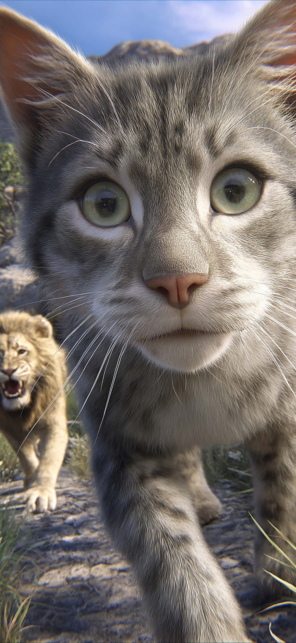 A Surprised Realistic Cat Took A Selfie