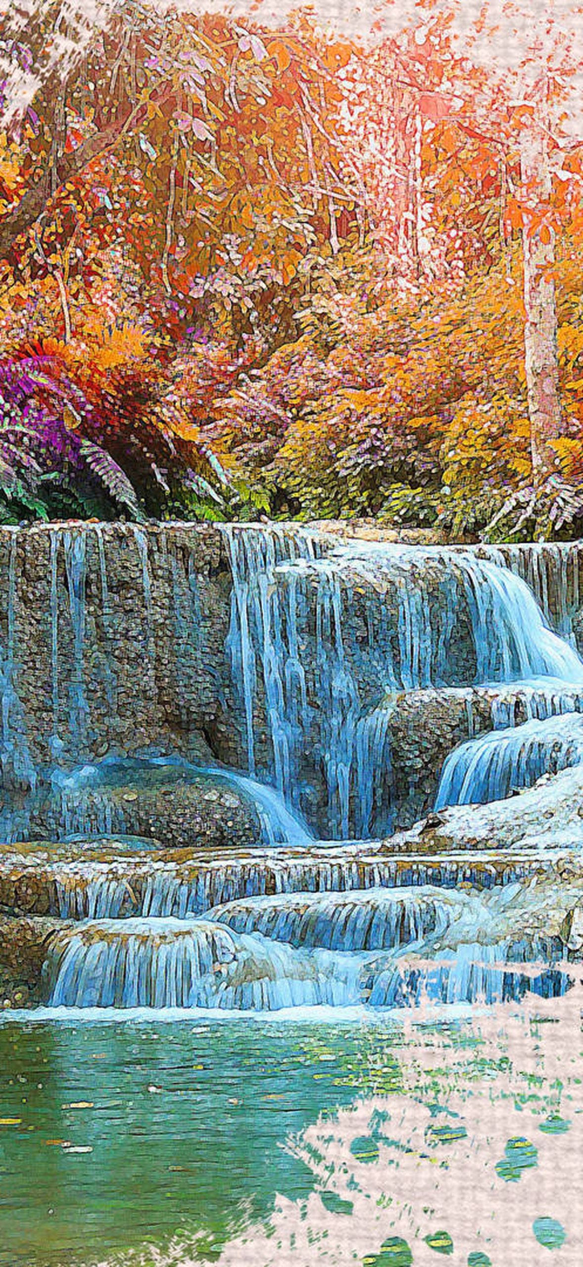 Autumn Waterfall Artistic Render4 k u h d