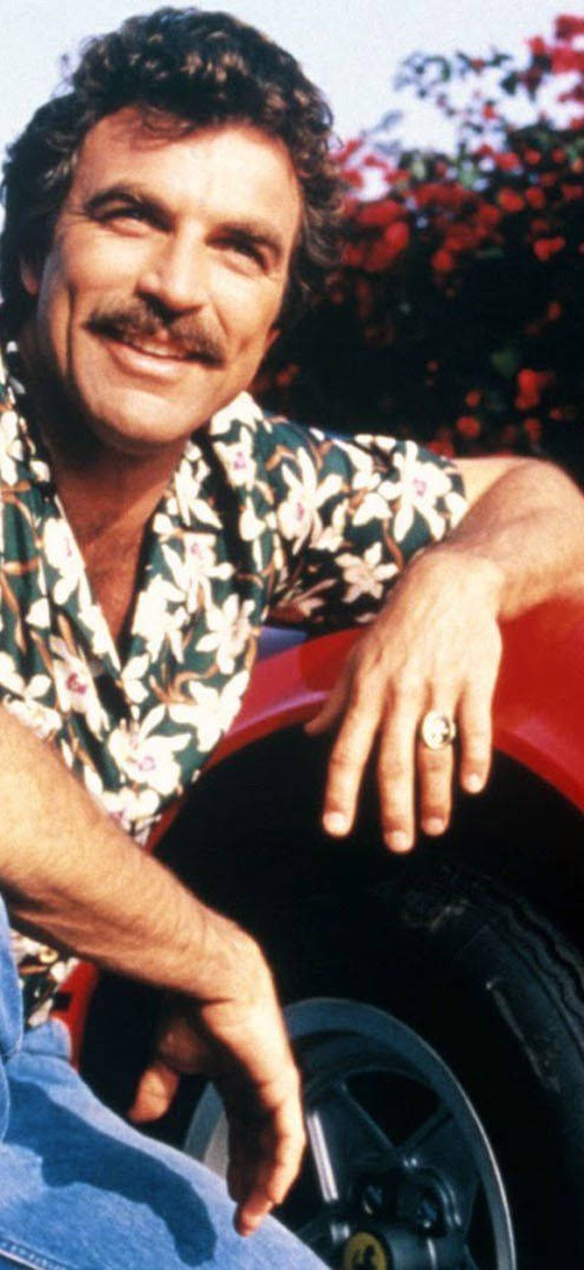 Tom Selleck 1980 Magnum Car Pose